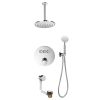 Flova Allore GoClick® thermostatic 3-outlet shower valve with fixed head, handshower kit and bath overflow filler