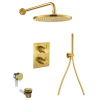 Flova Levo thermostatic 3-outlet shower valve with fixed head, handshower kit and bath overflow filler