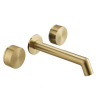 Just Taps 3 hole wall mounted basin mixer Brushed Brass