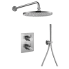 Flova Levo thermostatic 2-outlet shower valve with fixed head and handshower kit
