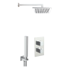 Just Taps Square Thermostat with Overhead Shower and Fixed Shower Handle