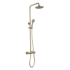Just Taps Vos Brushed Brass Thermostatic Exposed Bar Valve Shower Kit