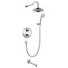 Flova Liberty thermostatic 3-outlet shower valve with fixed head, handshower kit and bath overflow filler