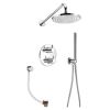 Flova Levo thermostatic 3-outlet shower valve with fixed head, handshower kit and bath overflow filler