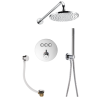 Flova Levo GoClick® thermostatic 3-outlet shower valve with fixed head, handshower kit and bath overflow filler