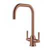 Clearwater Camillo U Monobloc Twin Lever Kitchen Sink Mixer Tap - Brushed Copper