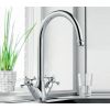 Clearwater Cottage C Twin Lever Kitchen Sink Mixer Tap With Dual Flow Brushed Nickel