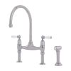 Perrin And Rowe Deck Mounted Ionian Sink Mixer Tap With Lever Handles And Rinse Pewter