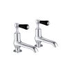 Just Taps Grosvenor, Black Lever Long Nose Basin Taps -Brass With Chrome Finishing