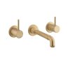 Crosswater MPRO Industrial Basin 3 Hole Wall Set - Unlacquered Brushed Brass