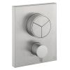 Crosswater MPRO Crossbox Push Brushed Stainless Steel Effect 3 Outlet Trim Set