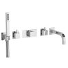 Just Taps Square Thermostatic 5 Hole Wall Mounted Bath And Shower Mixer With Kit And Diverter