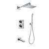 Flova STR8 thermostatic 3-outlet shower valve with fixed head, handshower kit and bath spout