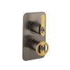 Crosswater UNION 1 Outlet 2 Handle Concealed Thermostatic Shower Brushed Black Chrome & Union Brass