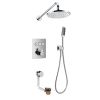 Flova Urban GoClick® thermostatic 3-outlet shower valve with fixed head, handshower kit and bath overflow filler