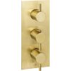 Just Taps VOS Brushed brass, thermostatic concealed 2 outlet shower valve, verticle MP 0.5