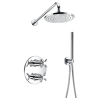 Flova XL thermostatic 2-outlet shower valve with fixed head and handshower kit