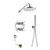 Flova XL thermostatic 3-outlet shower valve with fixed head, handshower kit and bath overflow filler