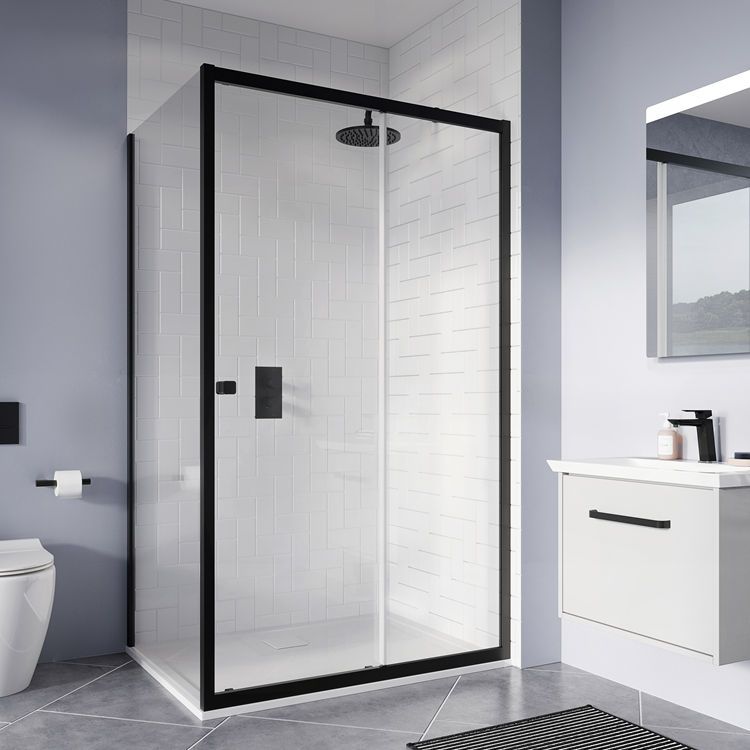 Crosswater Shower Enclosures Clear 6 Matt Black Single Sliding Door 1500mm