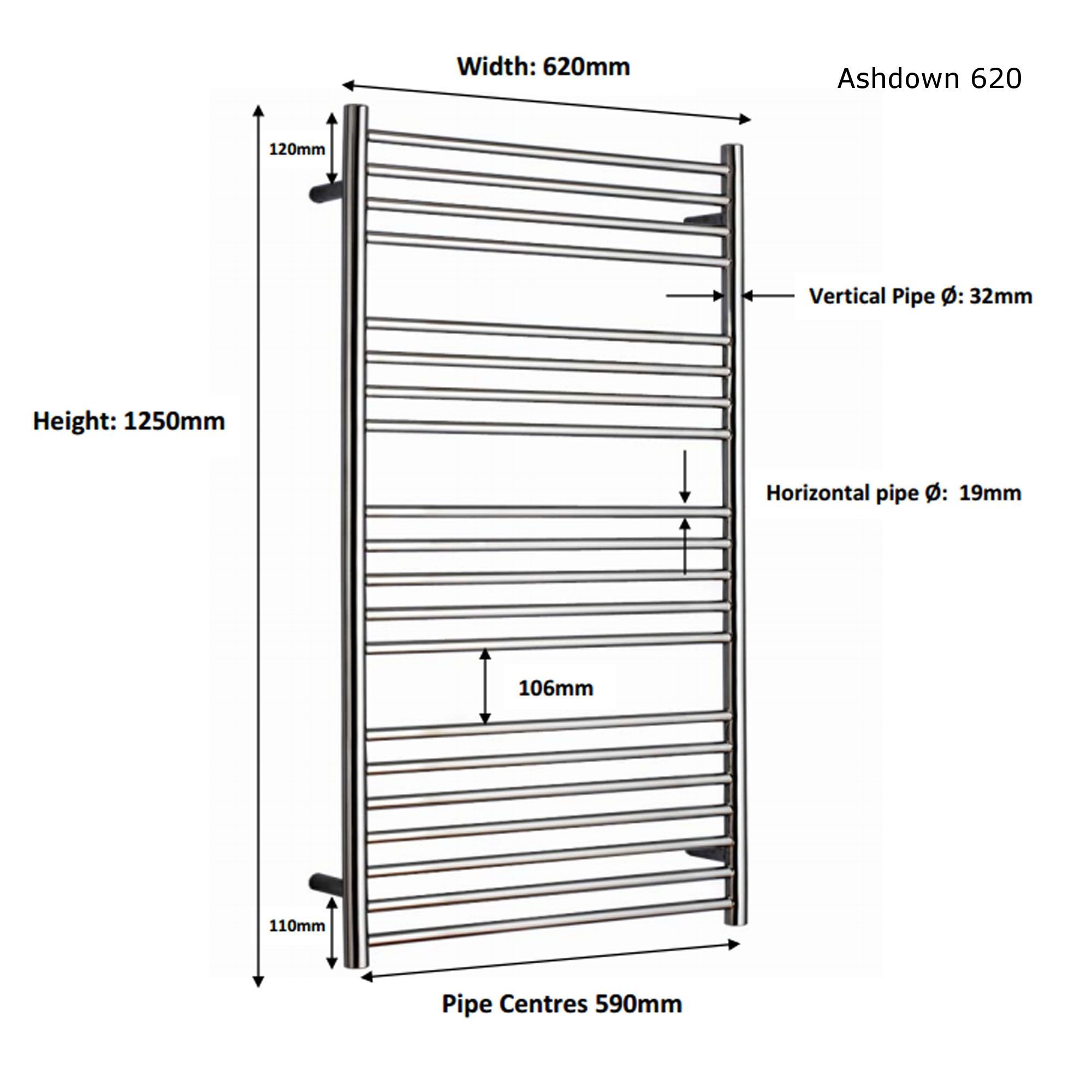 JIS Ashdown Towel Rail 1250 x 620mm