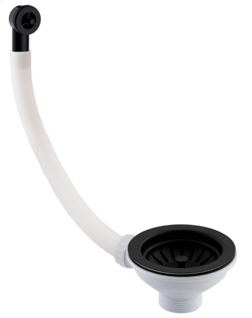 Just Taps Matt Black Basket Strainer Kitchen Sink Waste, Overflow