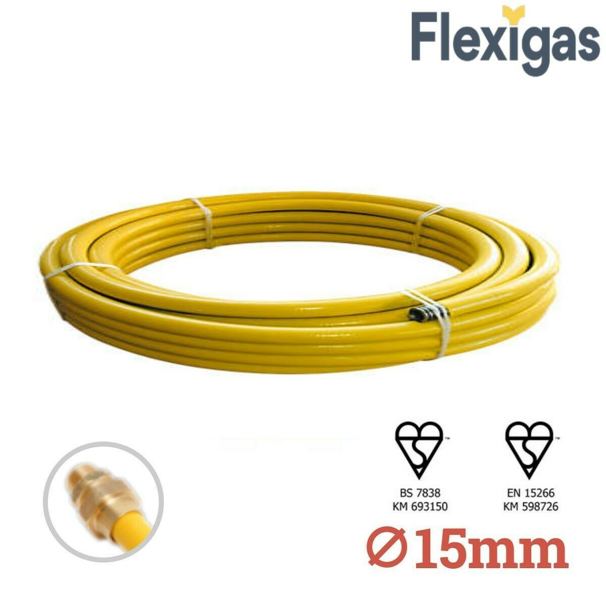 Flexigas Flexible Stainless Steel Gas Pipe 15mm