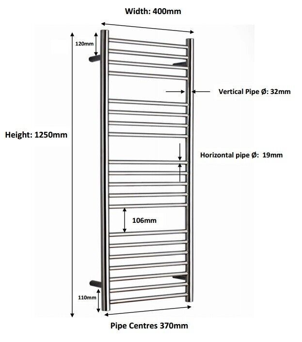 JIS Ashdown Towel Rail 1250 x 400mm