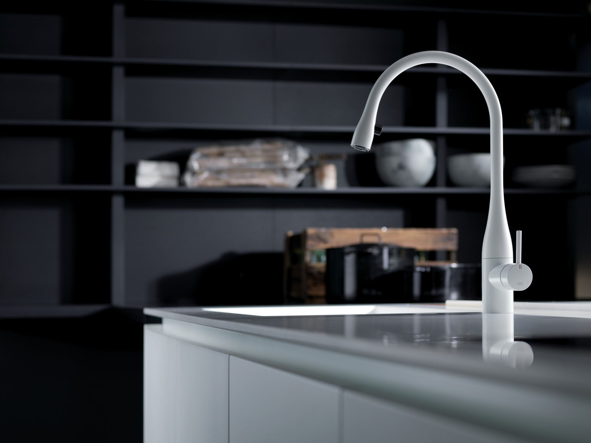 KWC Eve Kitchen Faucet Black Glacier White