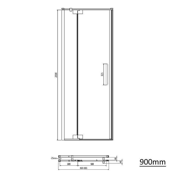 Crosswater Optix 10 Brushed Brass Pivot Shower Door with Inline Panel