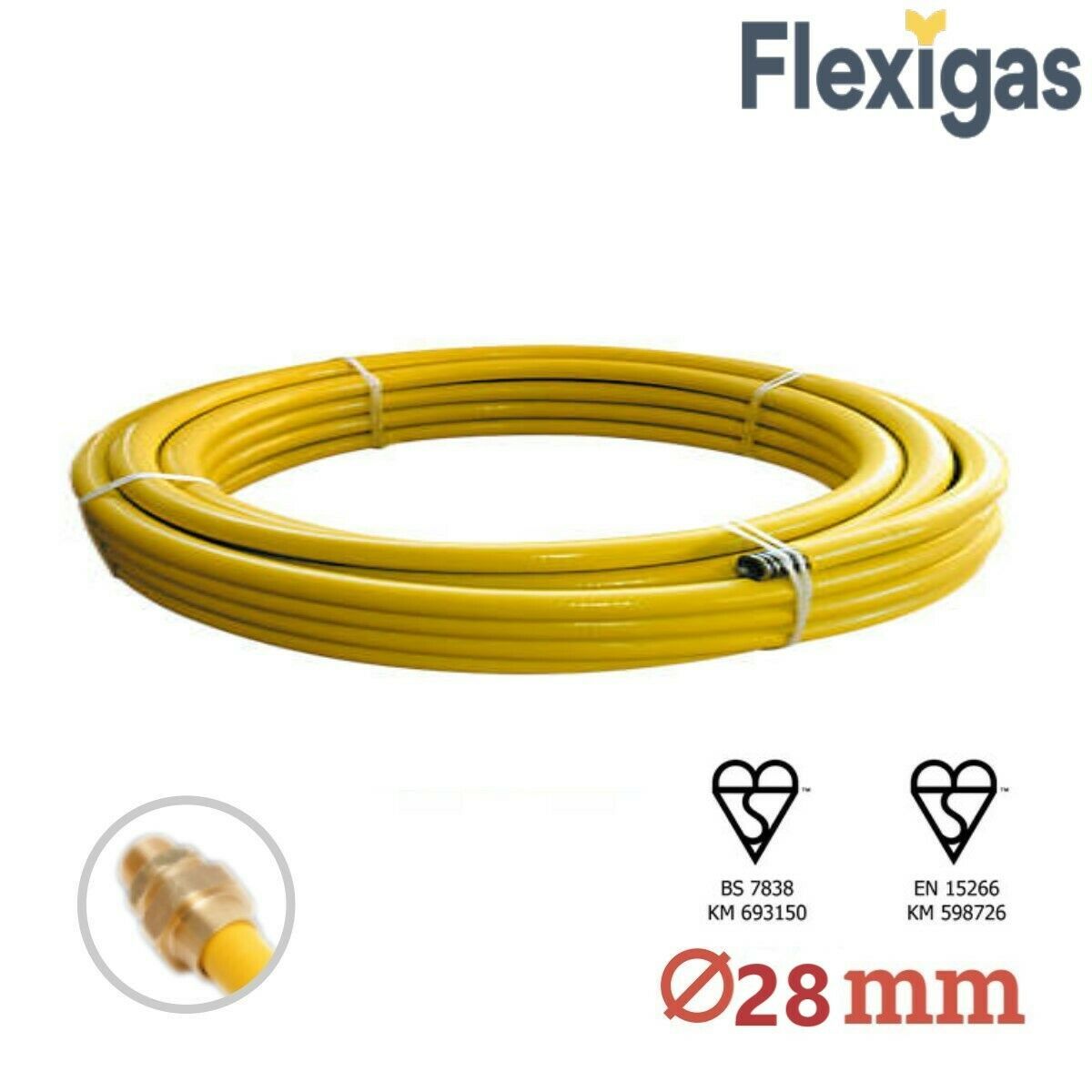Flexigas Flexible Stainless Steel Gas Pipe 28mm