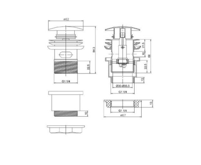 Crosswater Click Clack Slotted Basin Waste Chrome