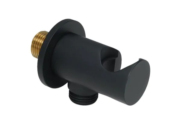 Just Taps Vos Water Outlet Elbow With Wall Support-Matt Black