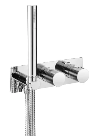 Just Taps Thermostatic concealed 2 outlet shower valve with attached handset Chrome