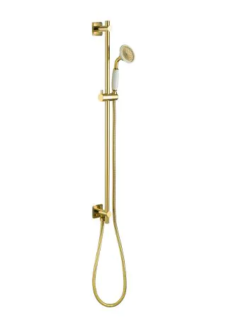 Just Taps Grosvenor Cross Antique Brass Edition Slide Rail Kit, Single Function Handset, Hose