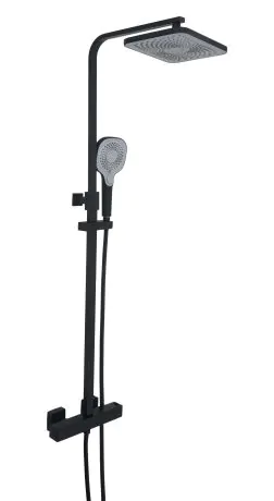Just Taps HIX Thermostatic bar valve with 2 outlets, adjustable riser and multifunction shower handle Matt Black