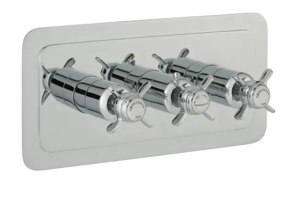 Just Taps Grosvenor Pinch Thermostatic Concealed 3 Outlet Shower Valve, Horizontal 