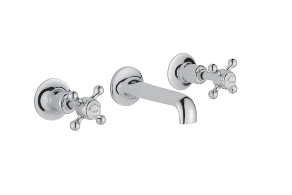Just Taps Grosvenor Cross 3 Hole Basin Mixer Brass with nickel finishing – 145mm