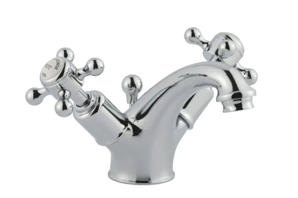 Just Taps Grosvenor Cross Basin Mixer with Pop Up Waste Brass with nickel finish