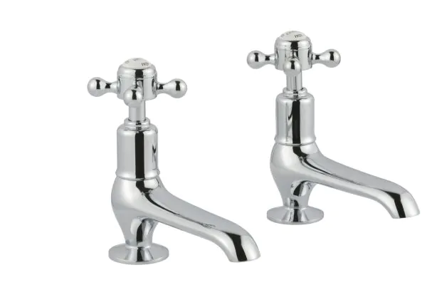 Just Taps Grosvenor cross long nose basin taps Brass with nickel finish