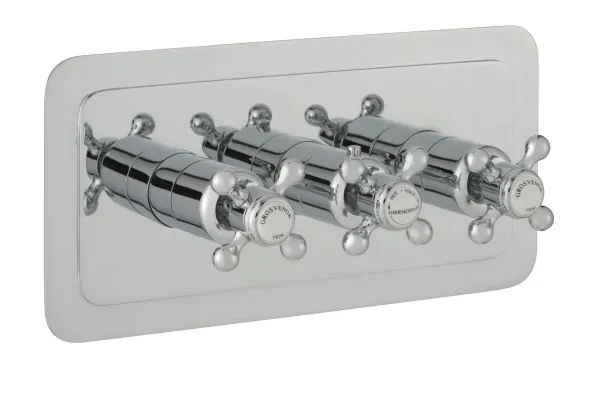 Just Taps Grosvenor Cross Grosvenor cross thermostatic concealed 3 outlet shower valve Brass with Nickel finish