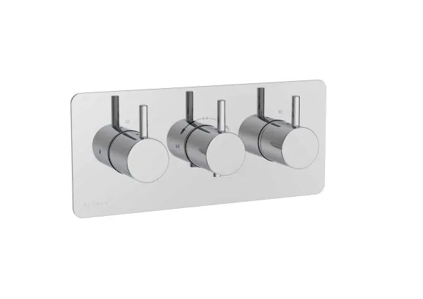 Saneux COS 3 hole – 3 Outlets thermostatic valve handle with plate, Round Landscape