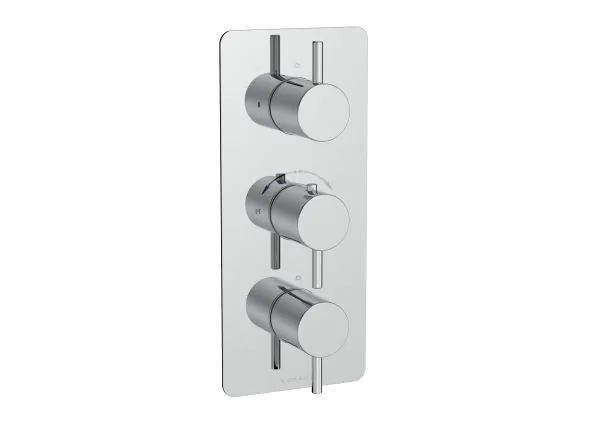 Saneux COS 3 hole – 3 Outlets thermostatic valve handle with plate, Round