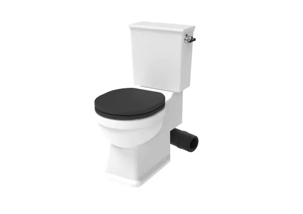 Saneux SOFIA close coupled right hand soil exit WC pan – rimless