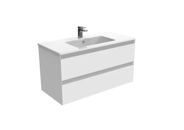 Saneux UNI 100cm 2 drawer wall mounted unit – Matte White