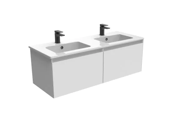 Saneux UNI 120cm 1 drawer wall mounted double unit – Matte White
