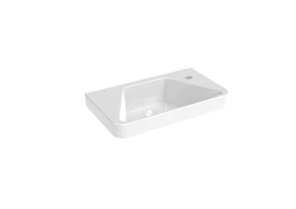 Saneux HYDE 50x28cm Cloakroom Washbasin – Right TH Gloss White