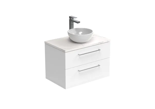 Saneux AUSTEN 72cm 2 drawer wall mounted unit – Gloss White