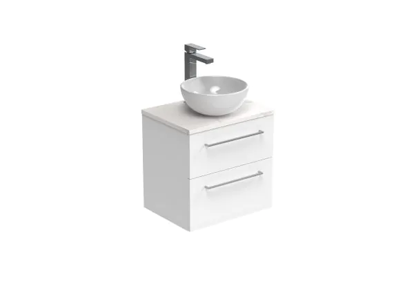 Saneux AUSTEN 50cm 2 drawer wall mounted unit – Gloss White