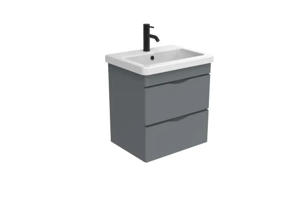 Saneux INDIGO 60cm 2 drawer wall mounted unit – Matte Pewter Grey