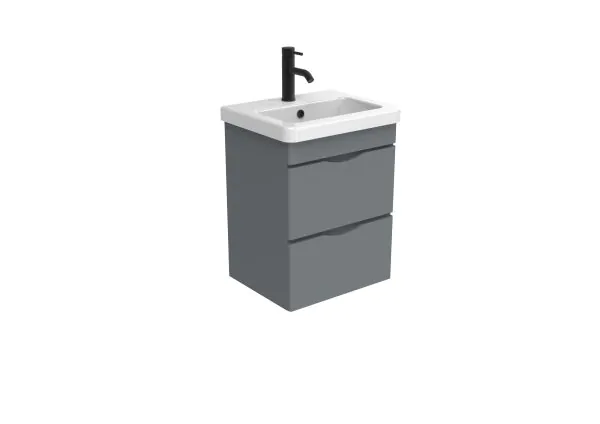 Saneux INDIGO 50cm 2 drawer wall mounted unit – Matte Pewter Grey
